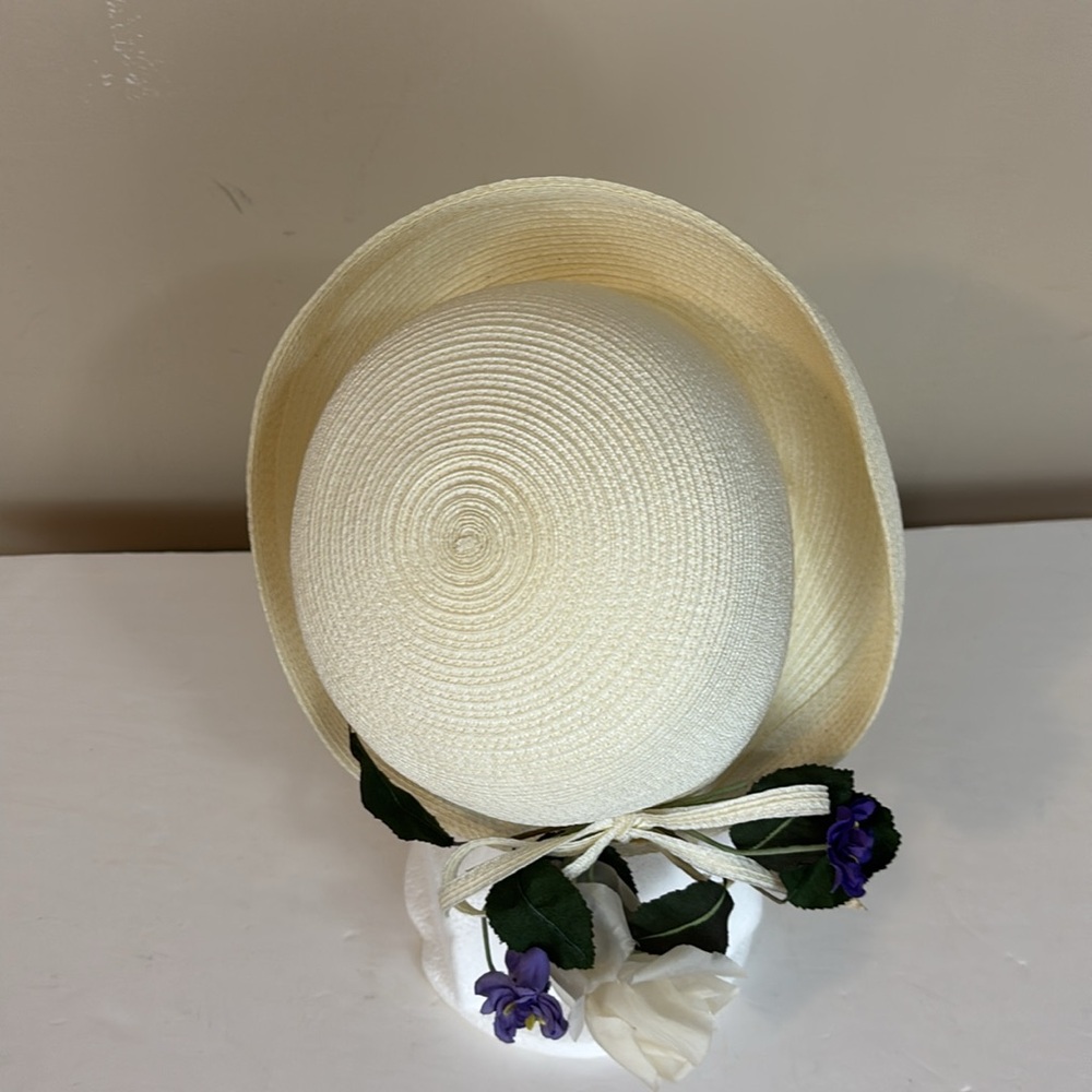 Vintage Frank Olive New York  Straw Hat with Flowers